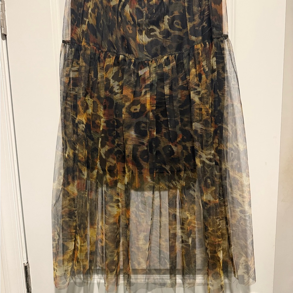DKNY Leopard Print Tulle Skirt